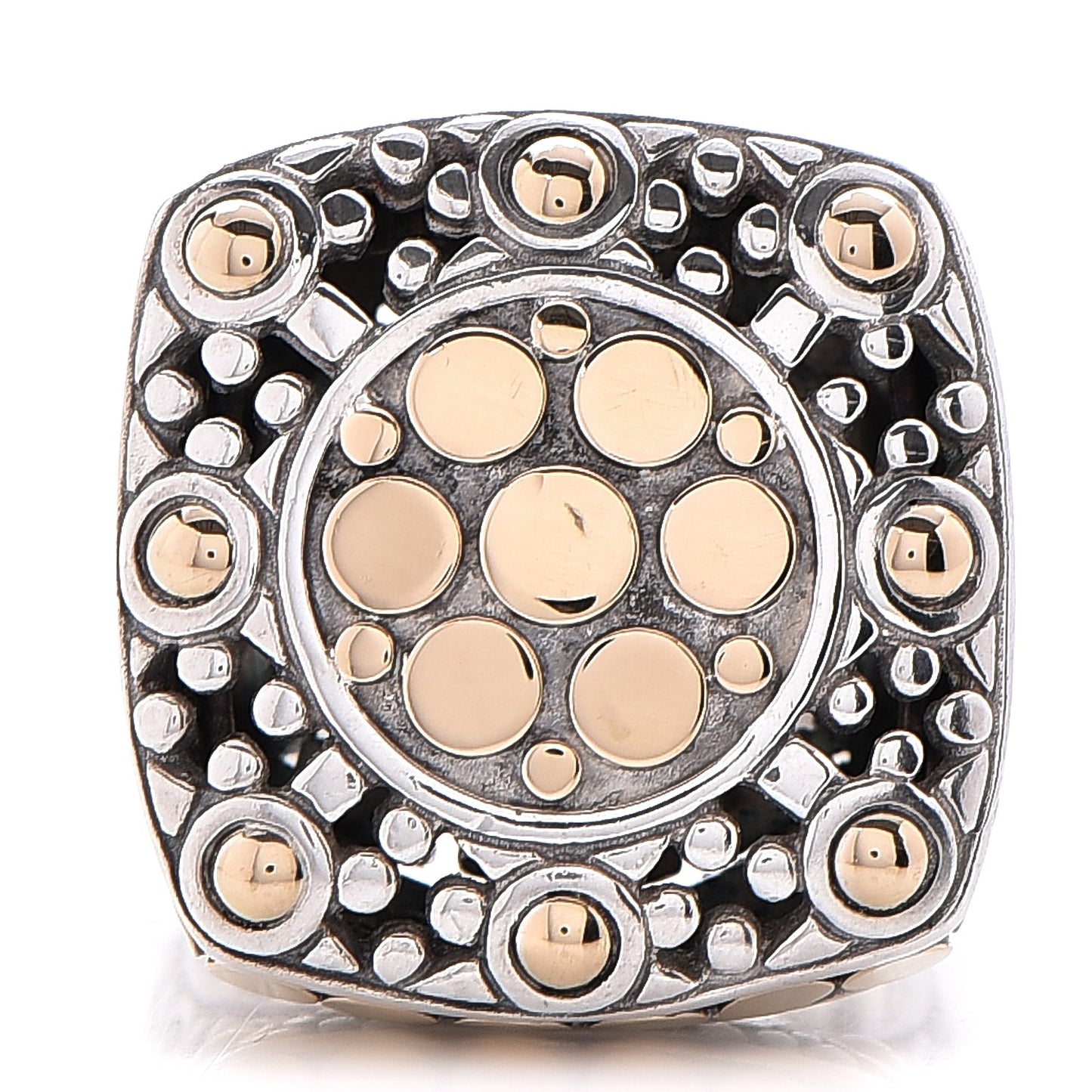 Sterling Silver 18K Yellow Gold Jaisalmer Dot Square Ring 54 7