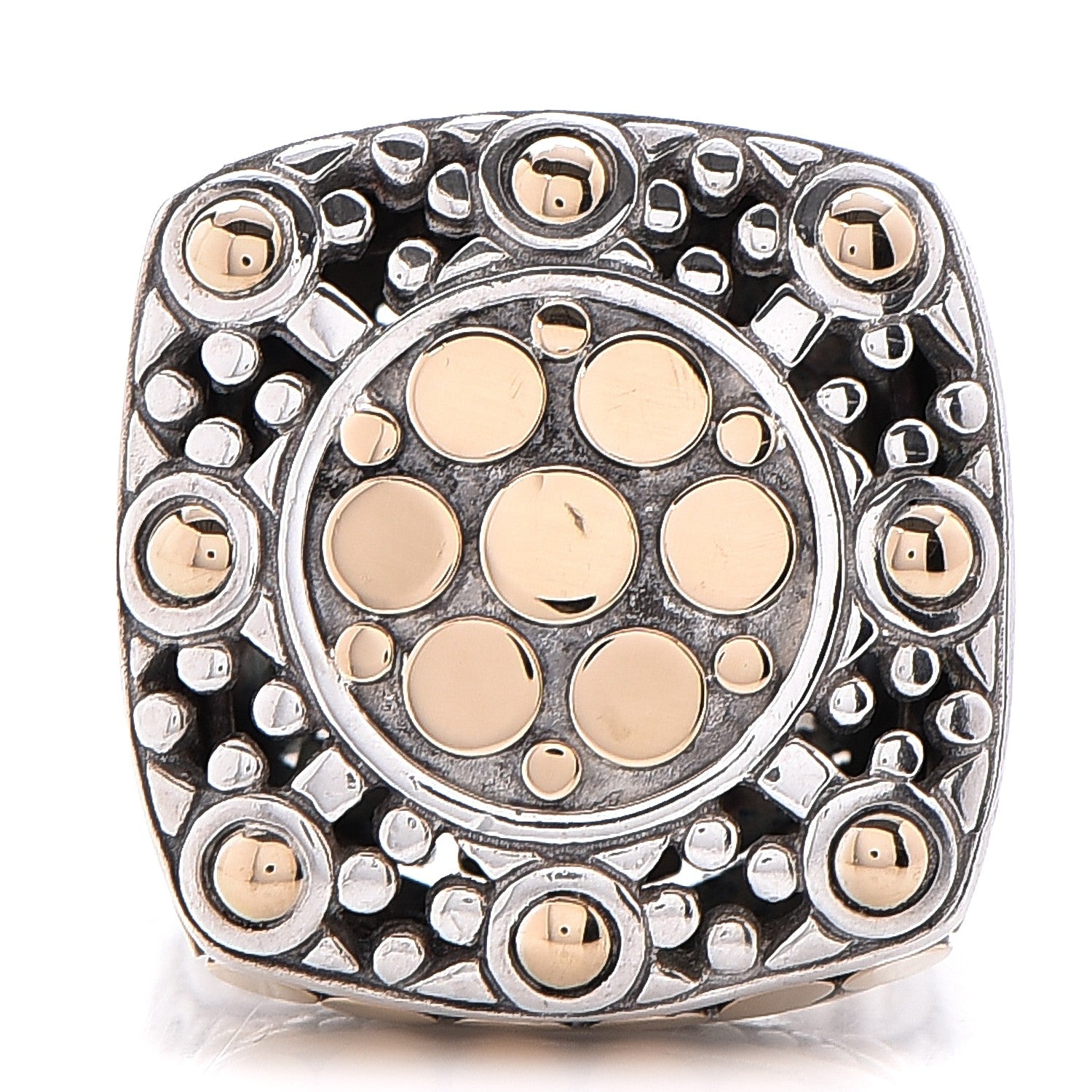 John Hardy Sterling Silver 18K Yellow Gold Jaisalmer Dot Square Ring 54 7 1 of 7
