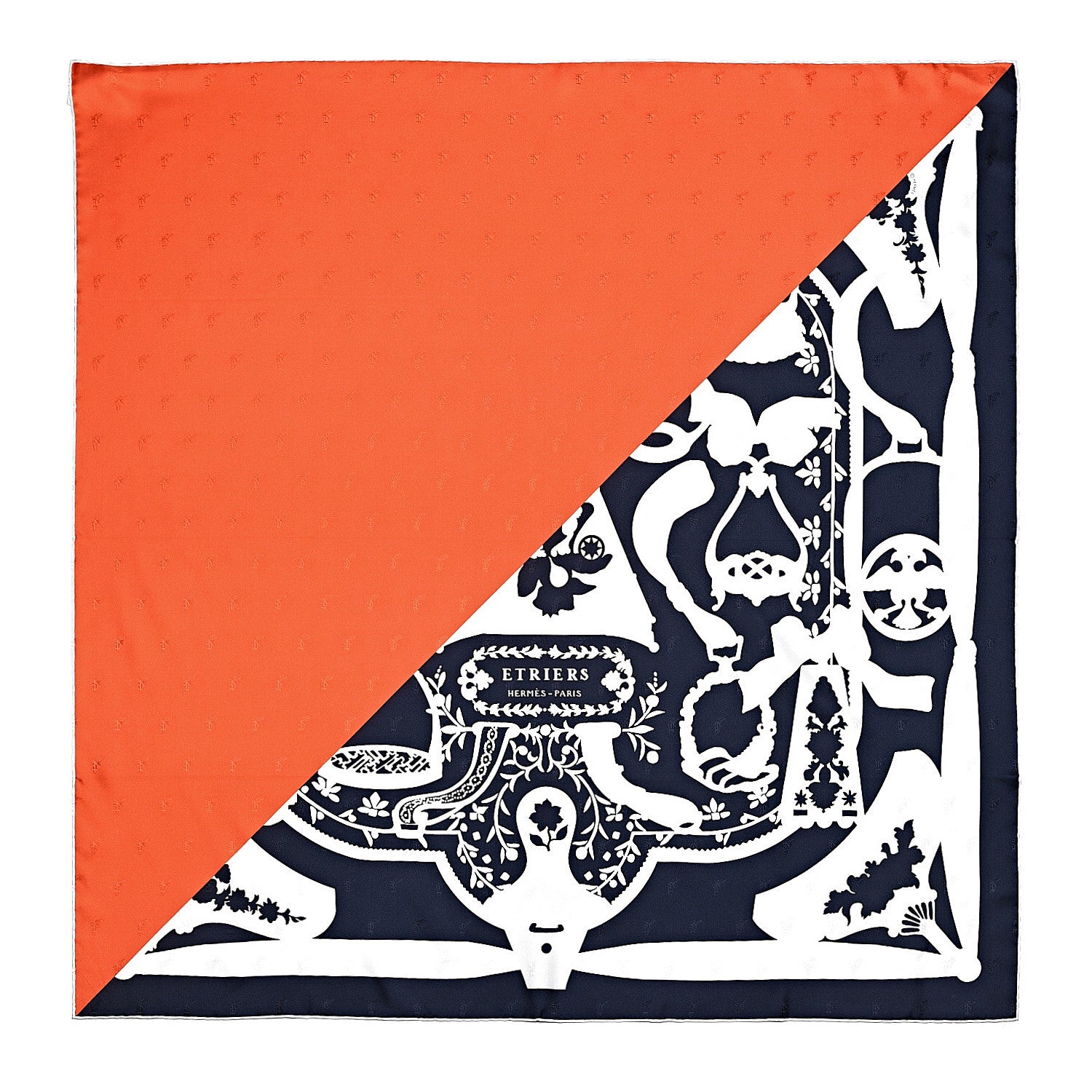Hermes Silk Quadrige Etriers Tattoo Scarf 90 Vermillon Marine