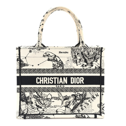 Christian Dior Canvas Embroidered Small Zodiac Toile De Jouy Book Tote Latte 1 of 10