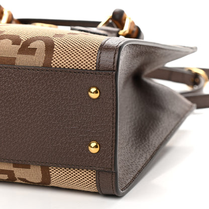 Gucci Monogram Jumbo GG Textured Dollar Calfskin Small Diana Tote Bag Camel Ebony New Acero 10 of 11