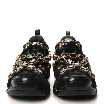 Gucci X SEGA Mesh Suede Calfskin Removable Crystals Womens Flashtrek Sneakers 37 Black Silver 2 of 7