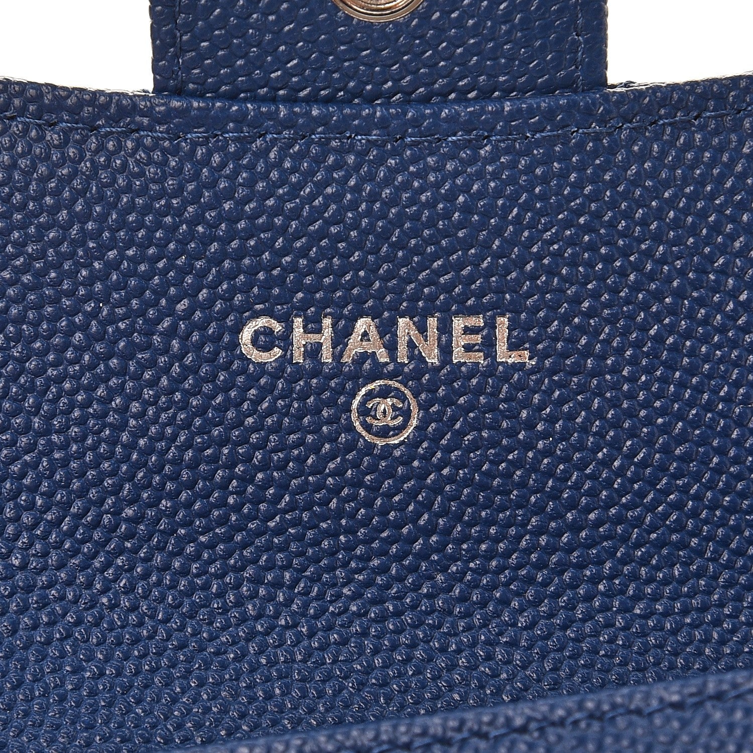 Chanel Caviar Chevron Quilted Card Holder Wallet Dark Blue 6 of 9
