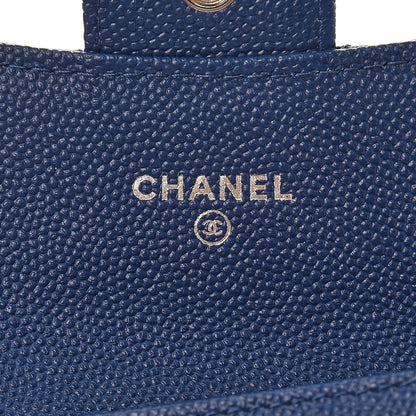 Chanel Caviar Chevron Quilted Card Holder Wallet Dark Blue 6 of 9