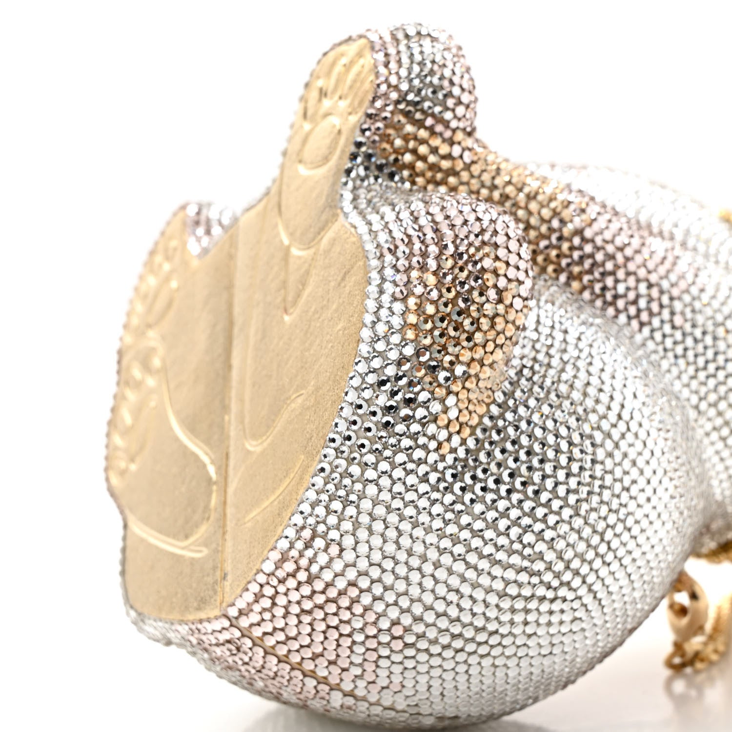 Judith Leiber Crystal Luna Puppy Dog Minaudiere Clutch White Gold 11 of 14
