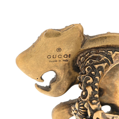 Gucci Crystal Tiger Multi-Finger Ring M Aged Gold Emerald 4 of 4