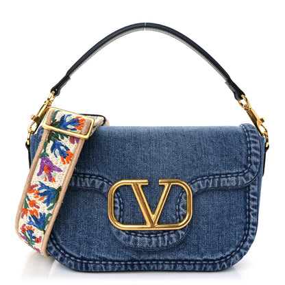 Valentino Garavani Denim Vlogo Alltime Shoulder Bag Blue 1 of 9