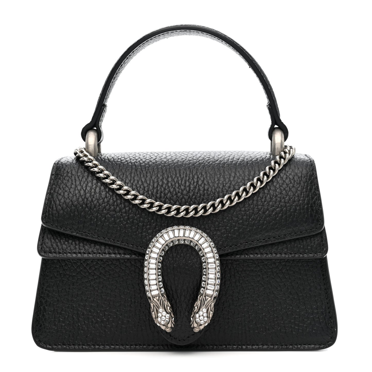 Dollar Calfskin Crystal Mini Dionysus Top Handle Bag Black Crystal