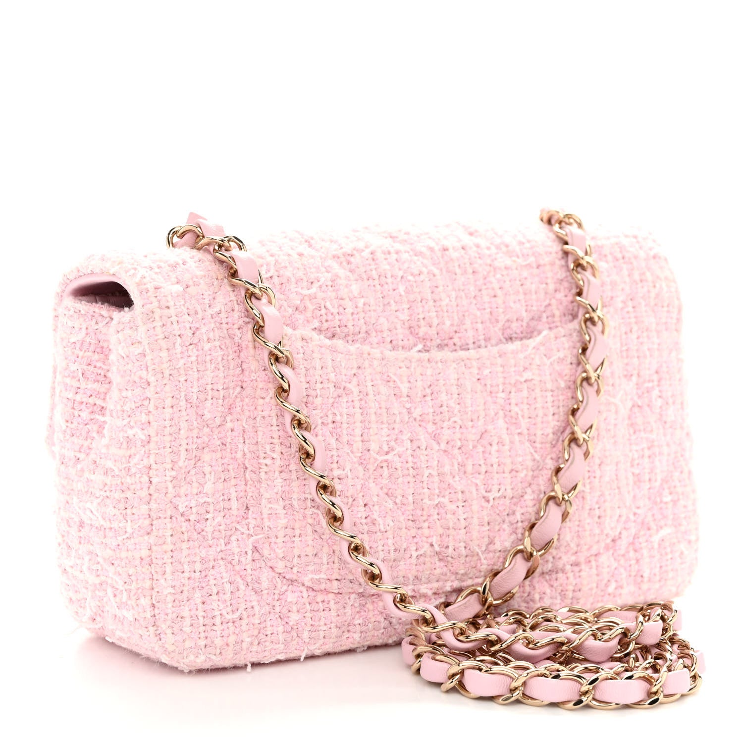 Chanel Tweed Quilted Mini Rectangular Flap Pink 3 of 10