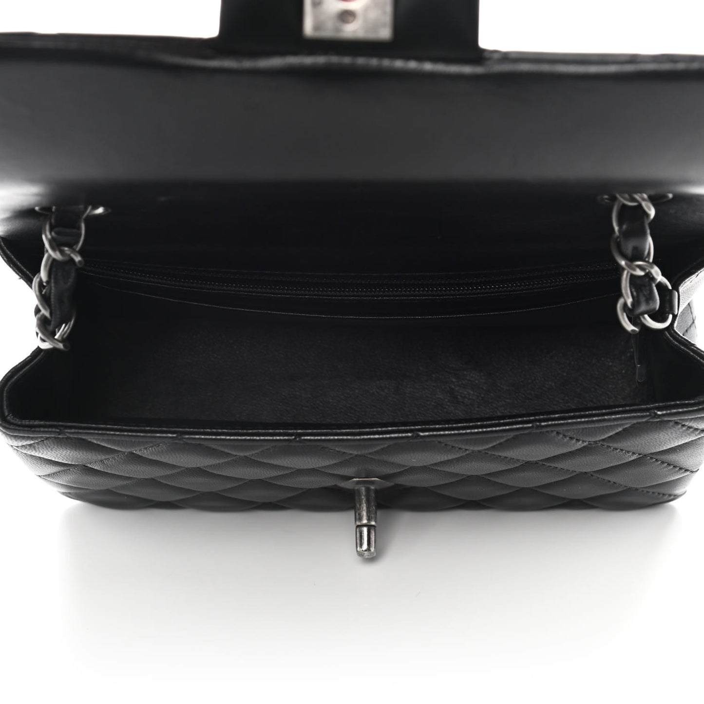 Lambskin Quilted Mini Rectangular Flap Black