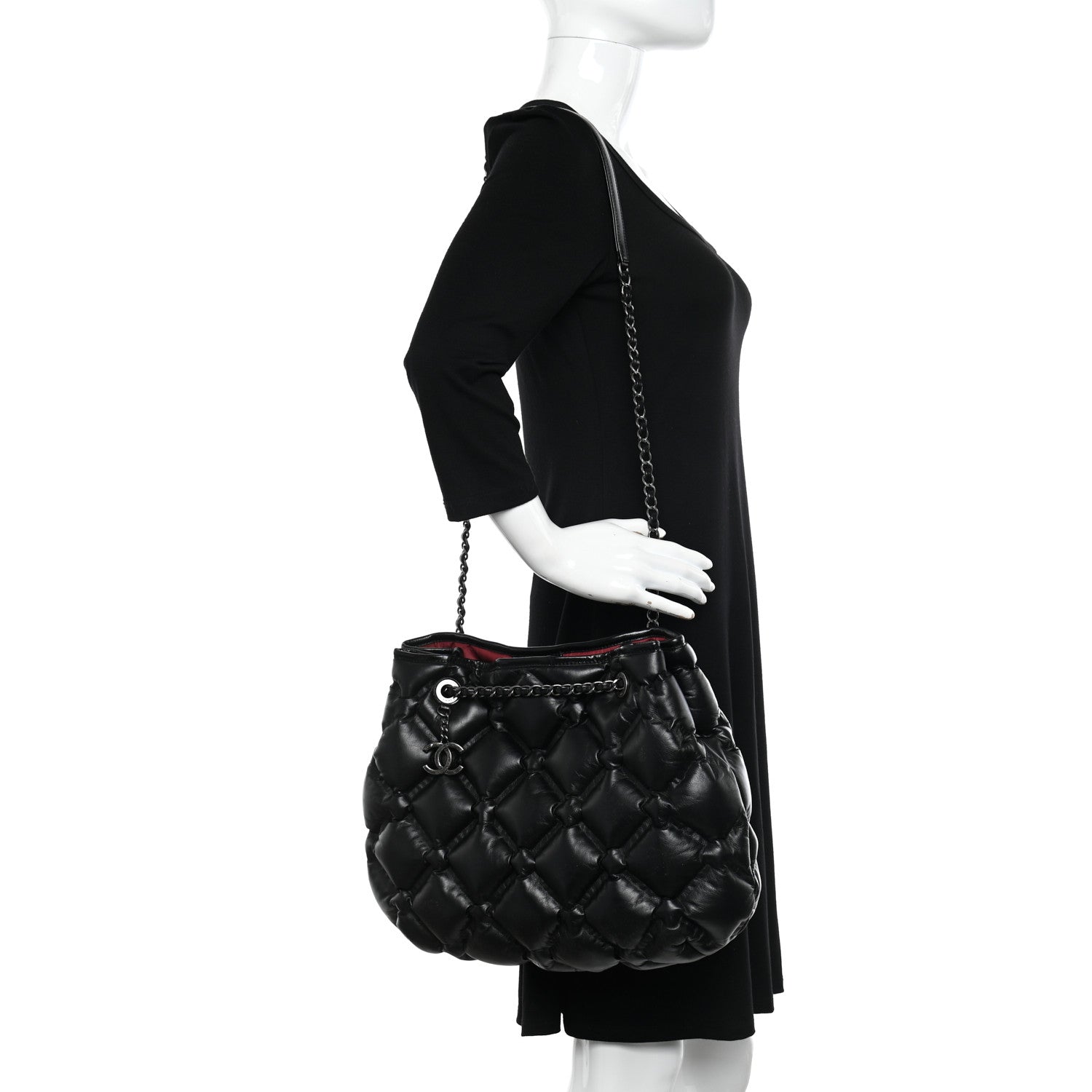 Chanel Calfskin Quilted Chesterfield Shoulder Bag Black 3 of 11