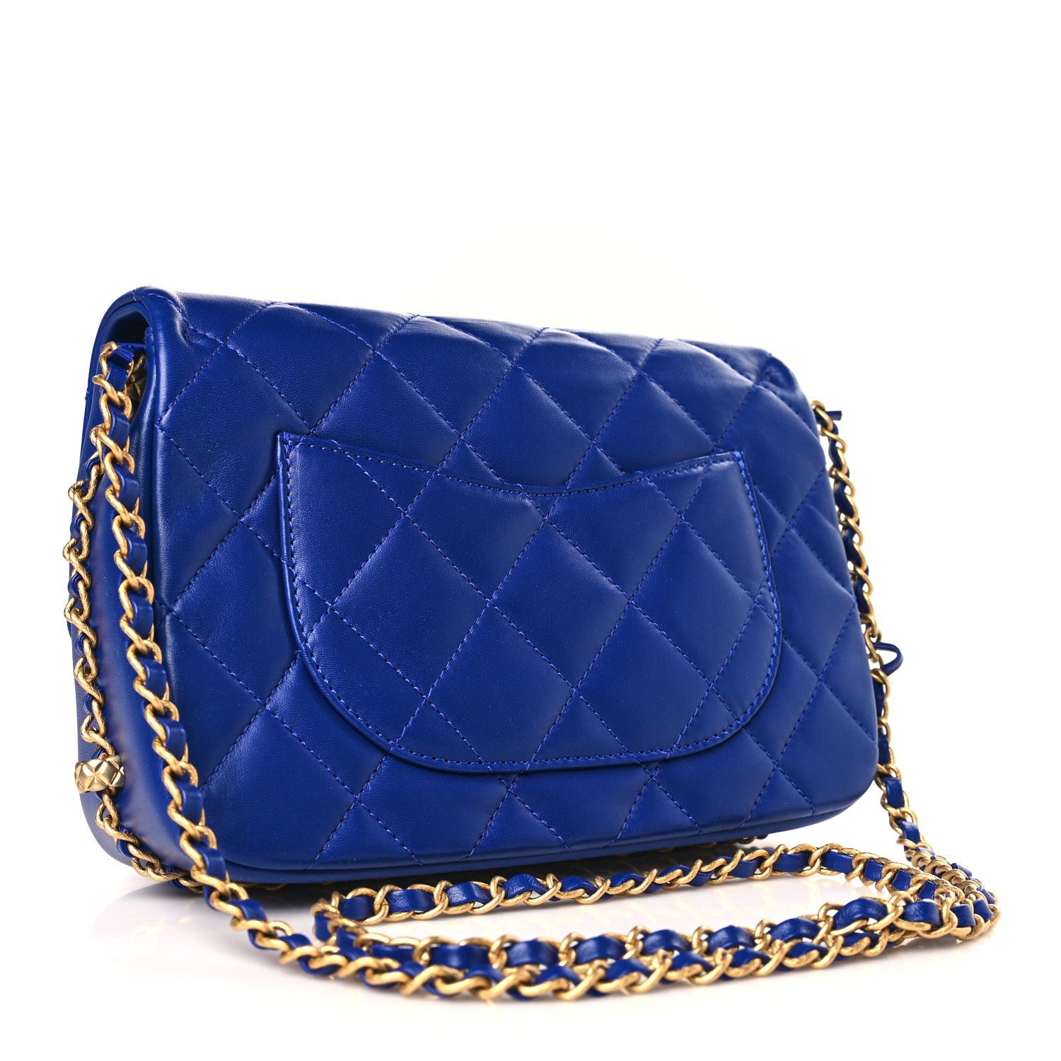 Chanel Lambskin Quilted Large CC Chain Flap Blue 3 of 10