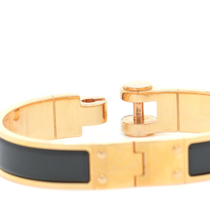 Hermes Enamel Charniere Uni Narrow Hinged Bracelet S Black 3 of 8