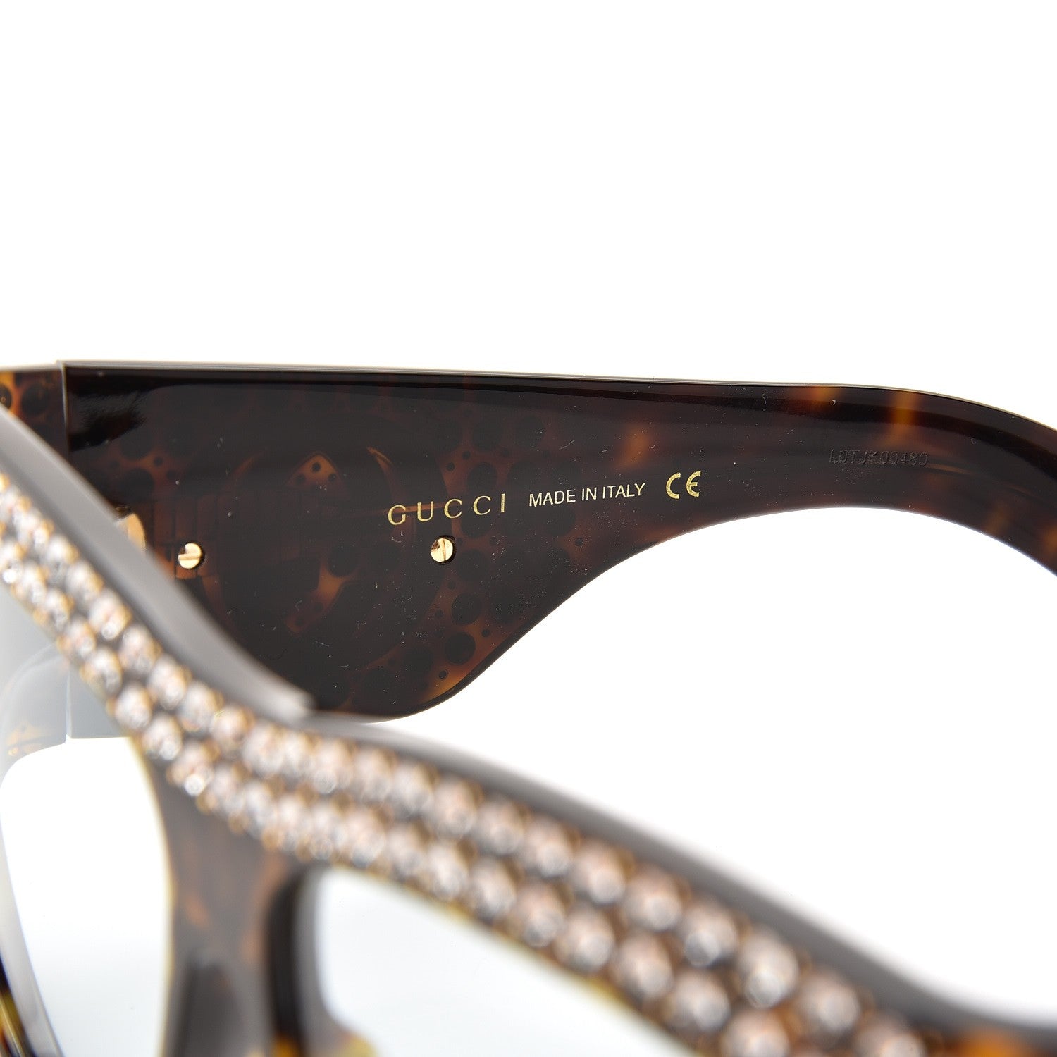 Gucci Acetate Crystal Oversize Hollywood Forever Sunglasses GG0144S Tortoiseshell 6 of 8
