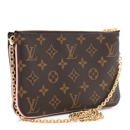 Louis Vuitton Monogram 2020 Christmas Animation Big Wheel Double Zip Pochette Rose Ballerine 3 of 12
