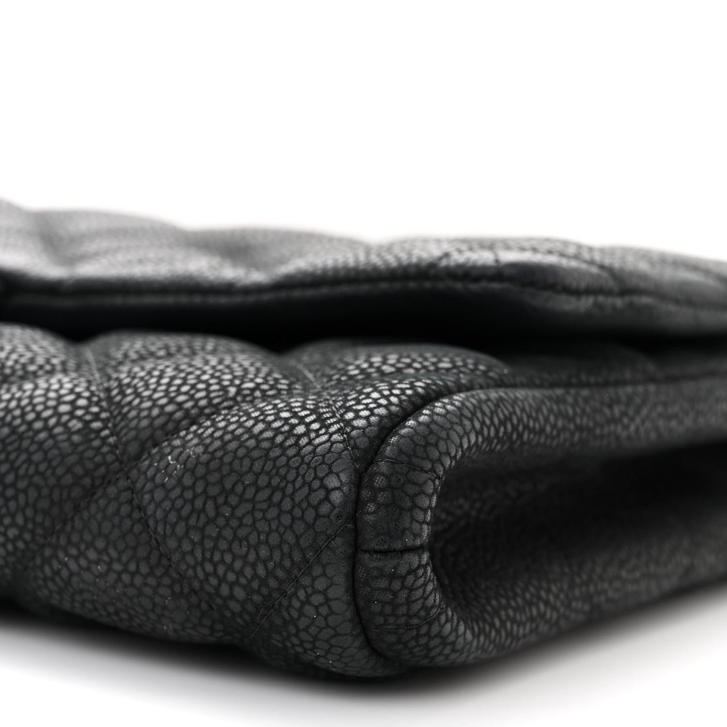 Caviar Quilted Clutch With Chain Flap Black