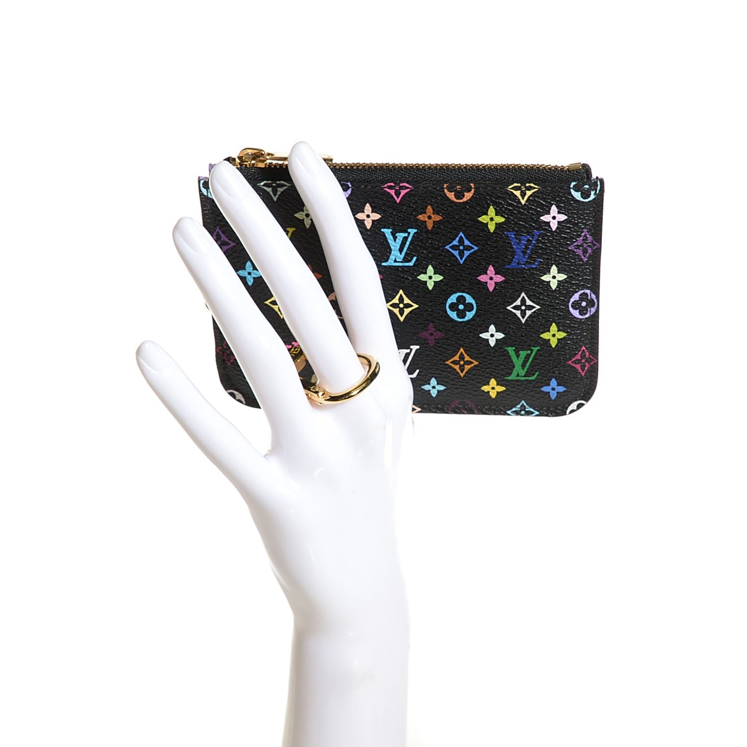 Louis Vuitton Monogram Multicolor Key Pouch Black Violet 2 of 8