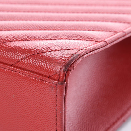 Saint Laurent Grain De Poudre Matelasse Chevron Large Monogram Satchel Lipstick Red 19 of 24