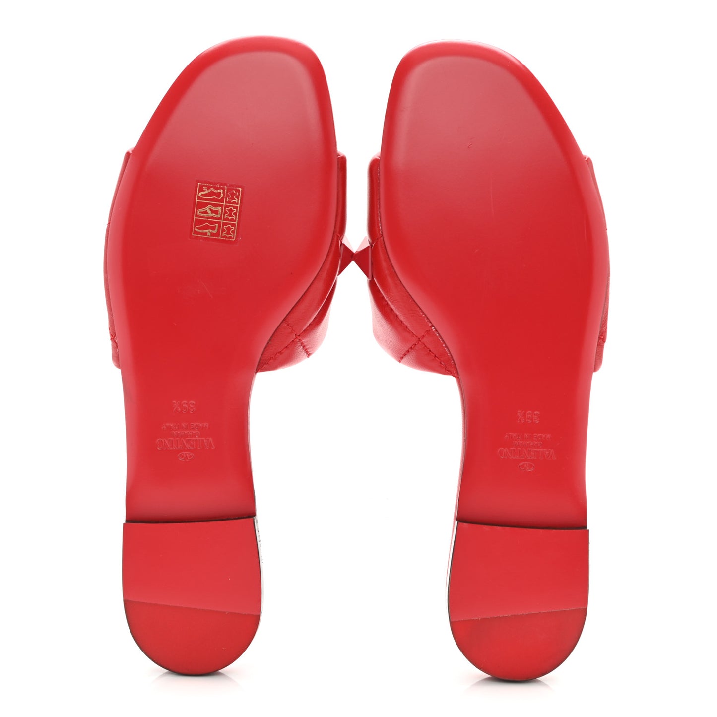 Nappa Monochrome Roman Stud Flat Slide Sandals 39.5 Rouge Pur