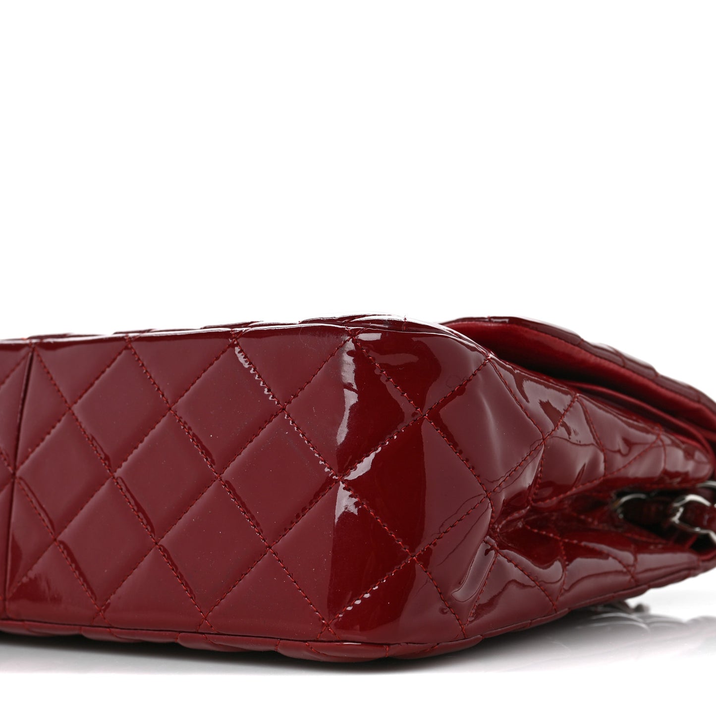 Patent Quilted Jumbo Double Flap Dark Red