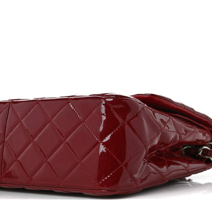 Chanel Patent Quilted Jumbo Double Flap Dark Red 8 of 11