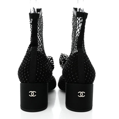 Chanel Resille Strass Kid Suede Patent Mary Jane Short Boots 39 Black 5 of 12
