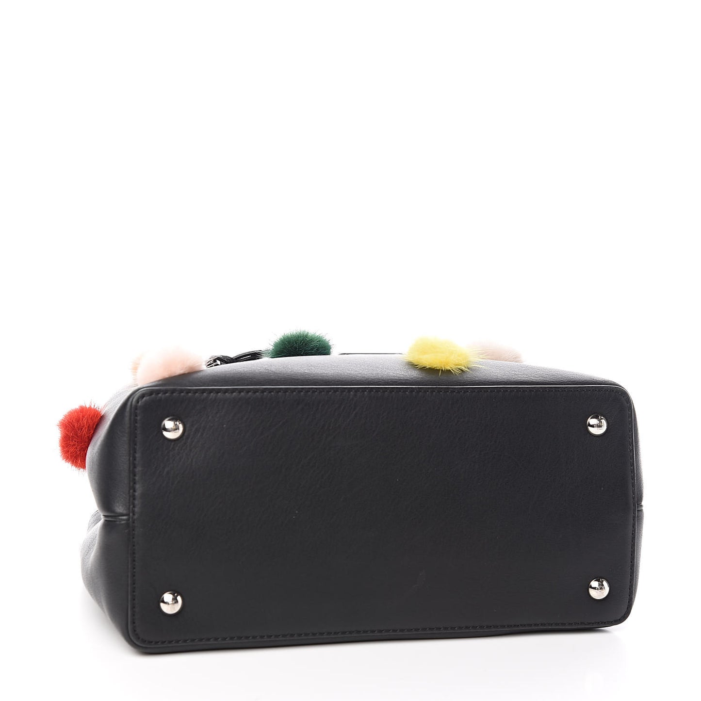 Vitello Dolce Mink Fur Pom Pom Petite 2Jours Tote Black Multicolor