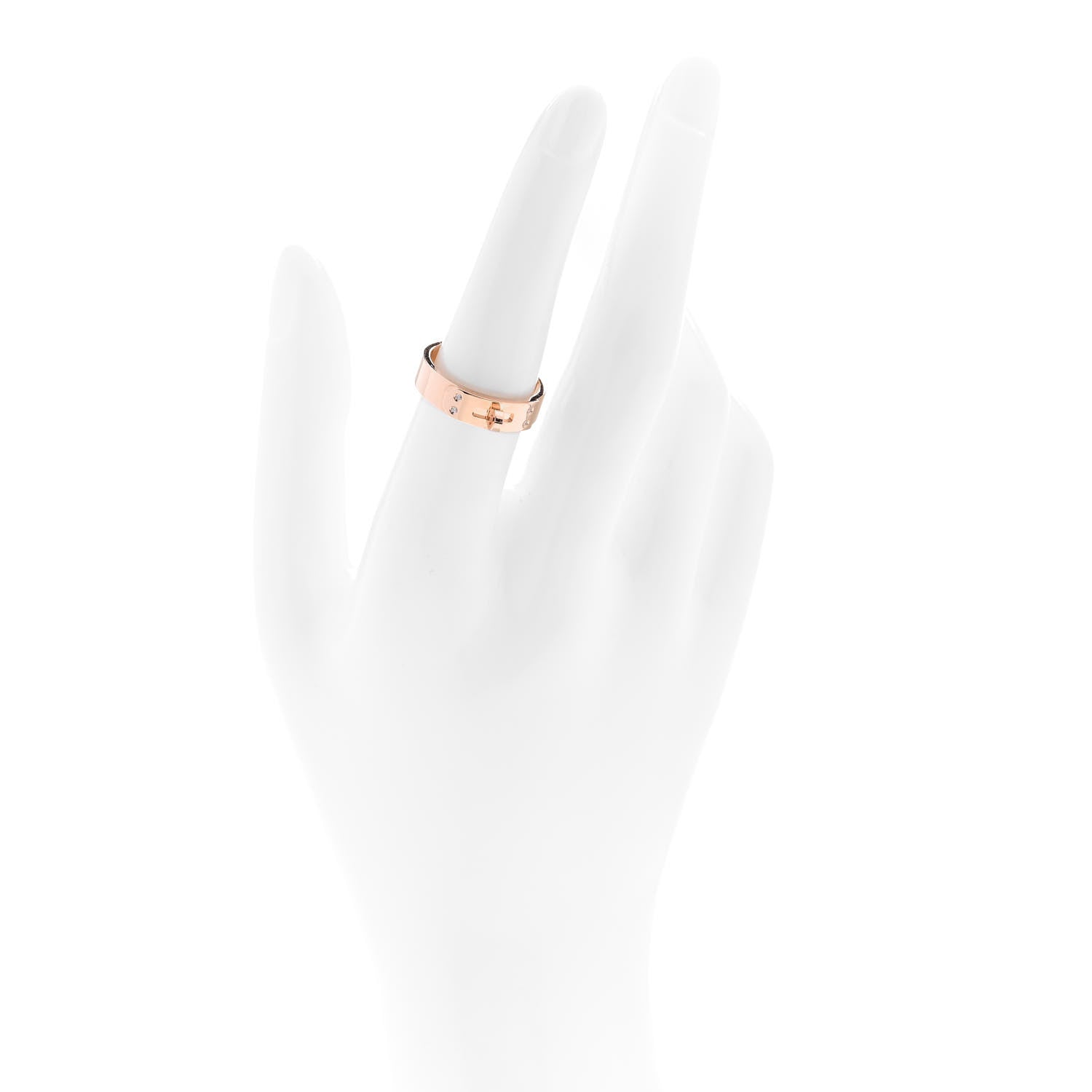 Hermes 18K Rose Gold Diamond PM Kelly Ring 54 7 2 of 5