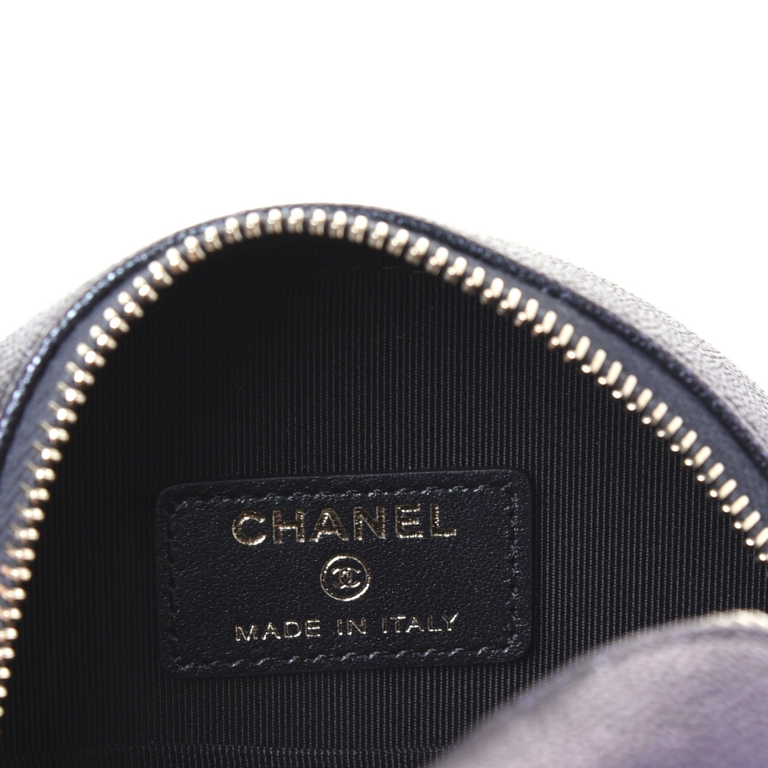 Chanel Iridescent Caviar Quilted Round Clutch With Chain Black 8 of 11