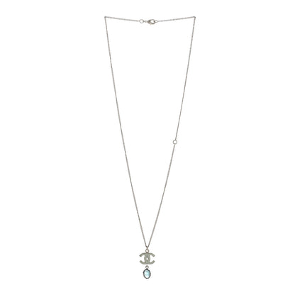 Chanel Resin CC Drop Necklace Silver Blue 1 of 3