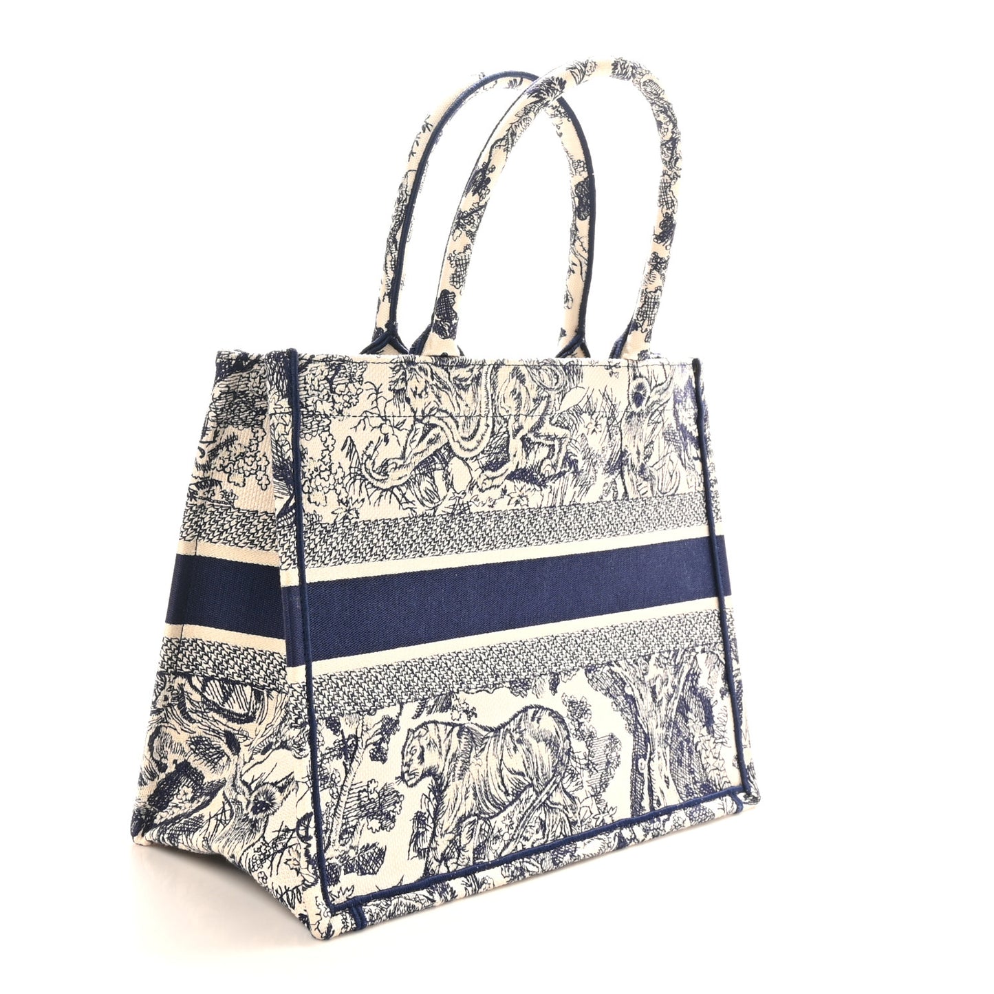 Canvas Embroidered Medium Dioriviera Toile De Jouy Book Tote Blue
