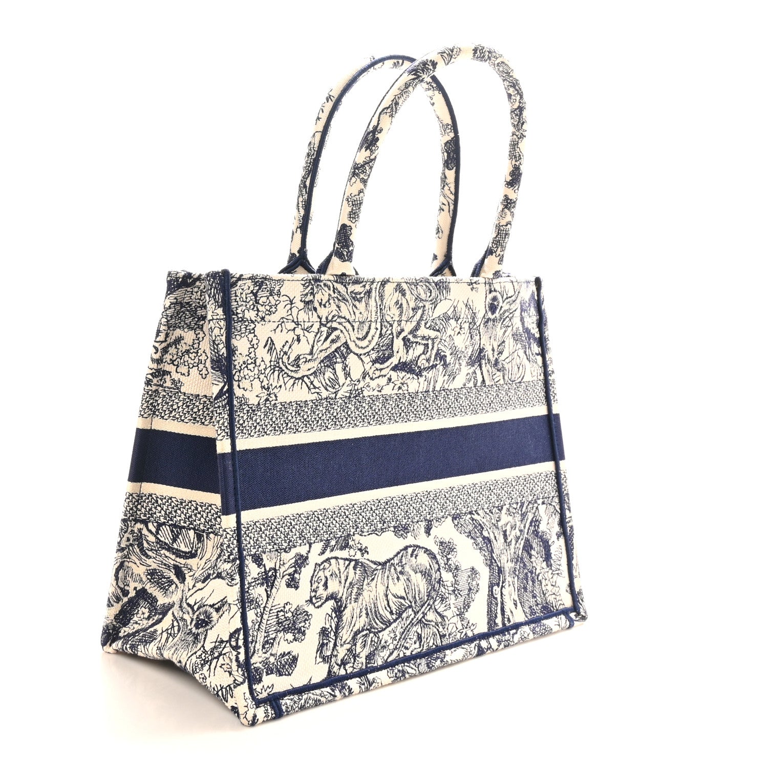 Christian Dior Canvas Embroidered Medium Dioriviera Toile De Jouy Book Tote Blue 3 of 10
