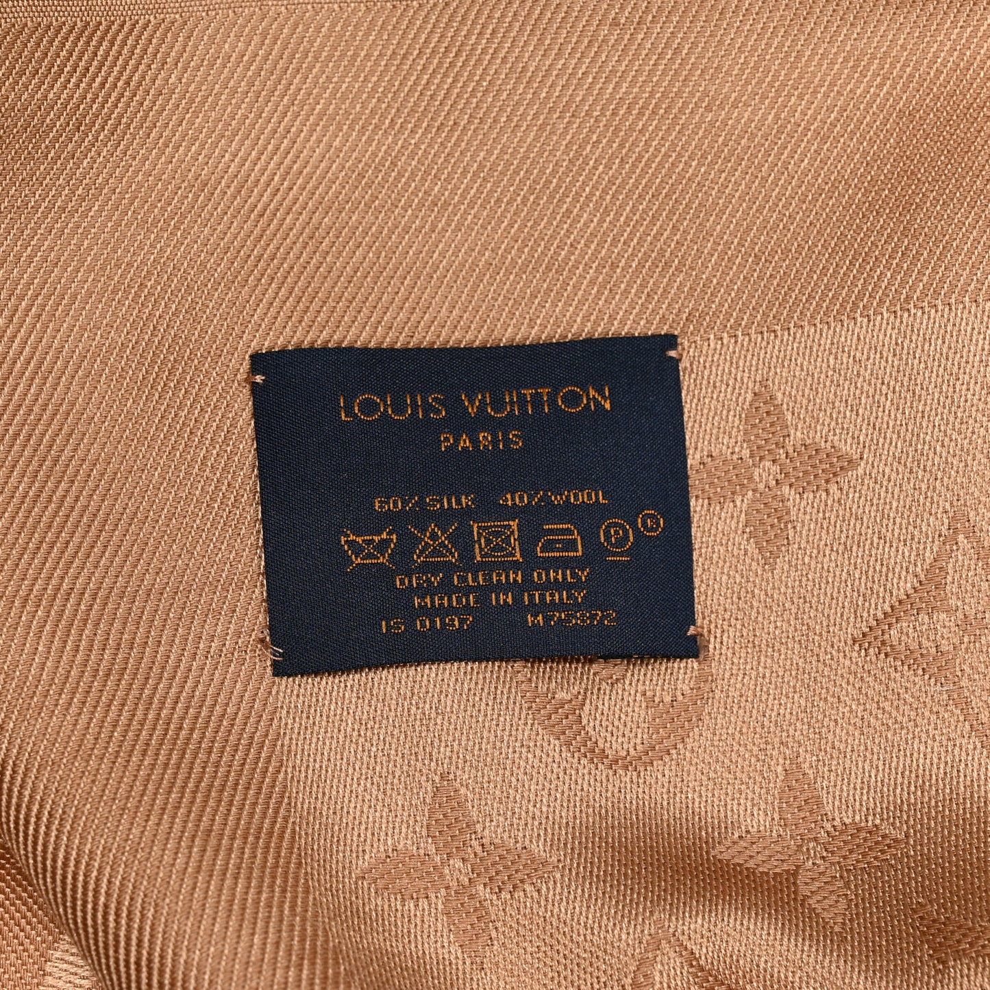 Silk Wool Monogram Shawl Cappuccino
