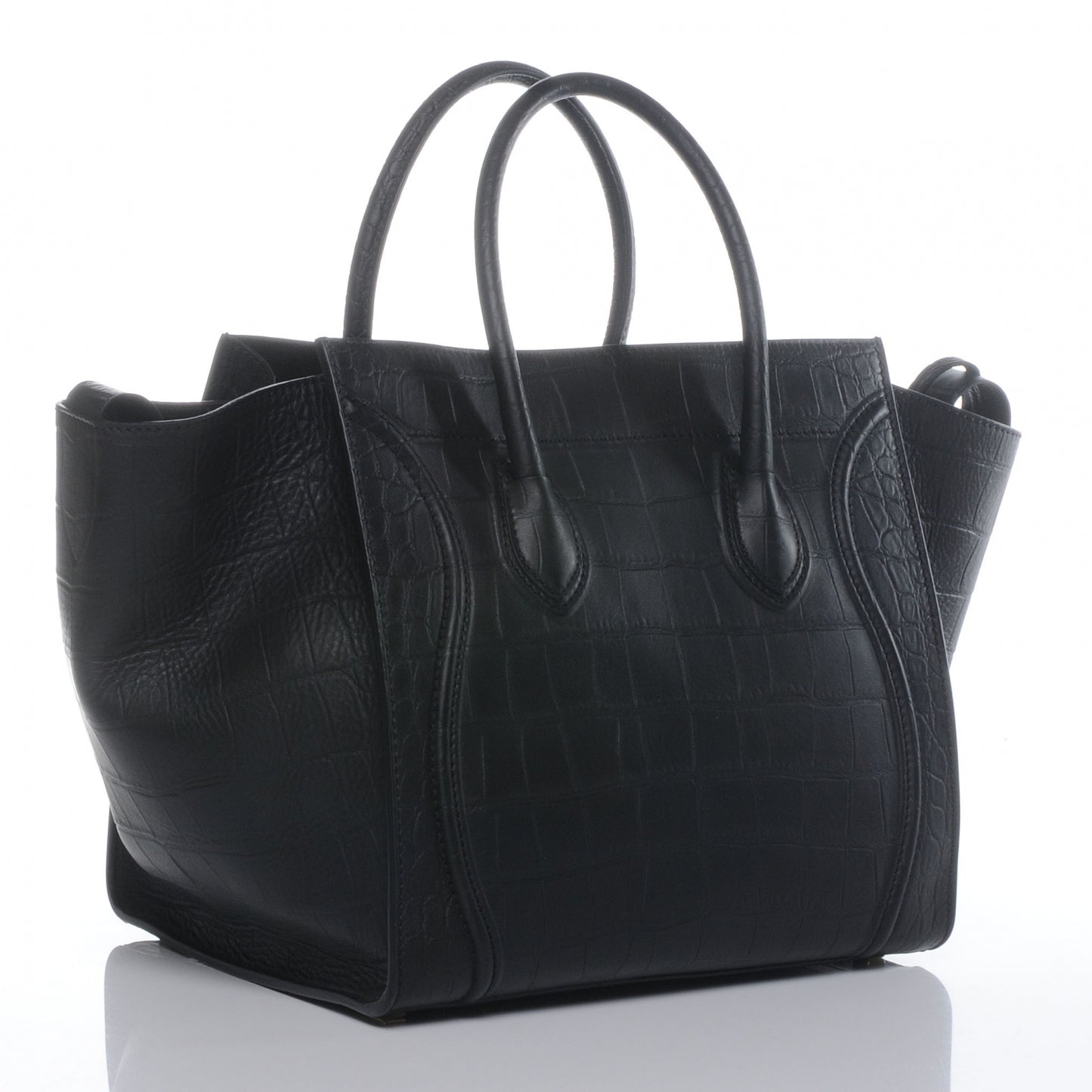 Crocodile Embossed Small Phantom Luggage Black