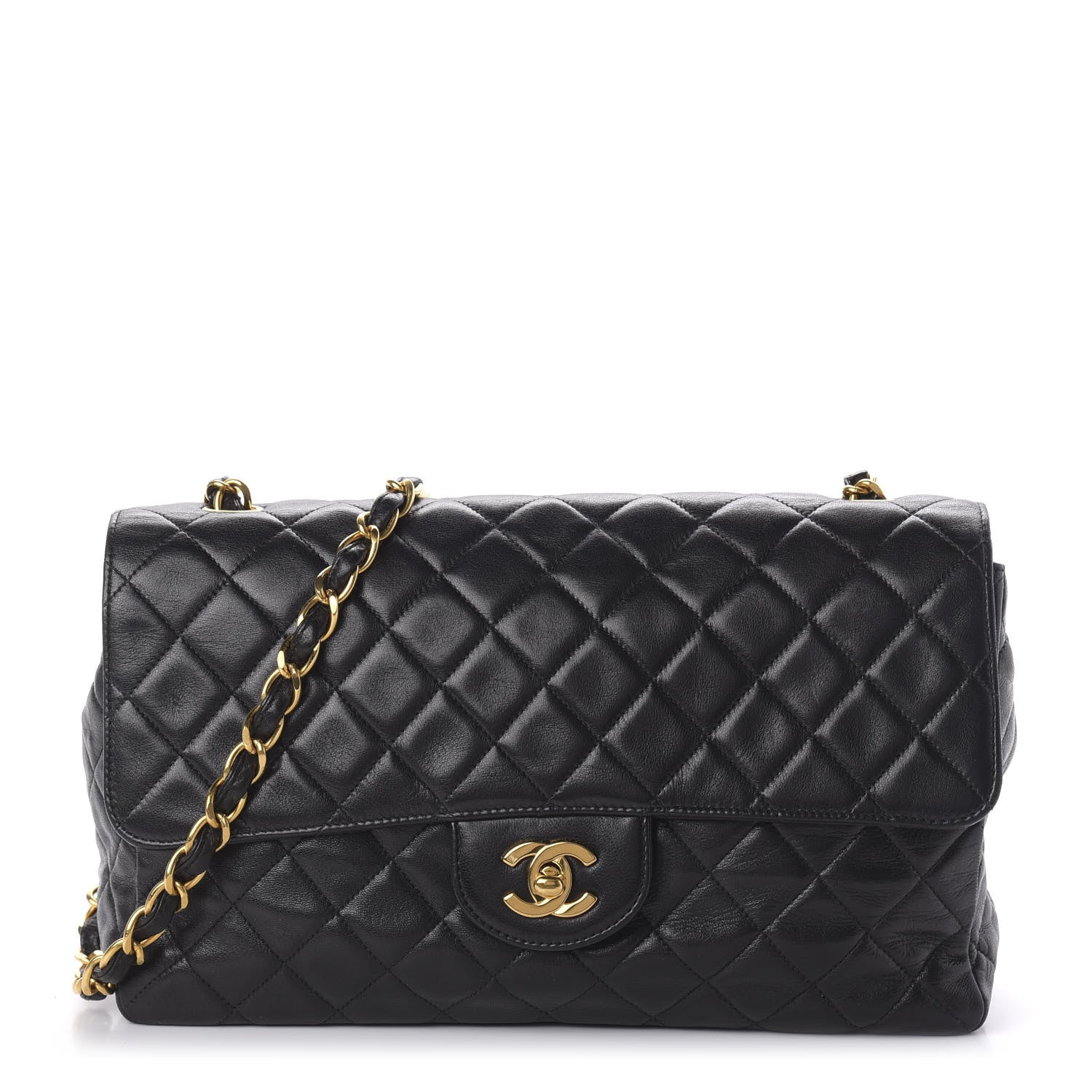 Chanel Lambskin Quilted Medium Single Flap Black 1 of 12