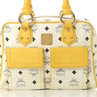 MCM Visetos Satchel White Yellow 8 of 20