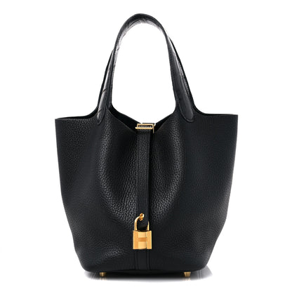 Hermes Taurillon Clemence Matte Alligator Picotin Lock Touch 18 PM Black 1 of 9