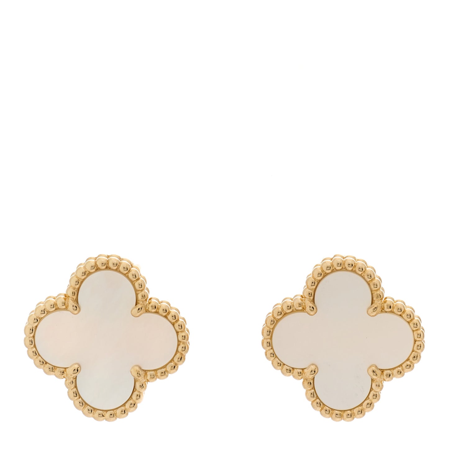 18K Yellow Gold Mother of Pearl Vintage Alhambra Earrings