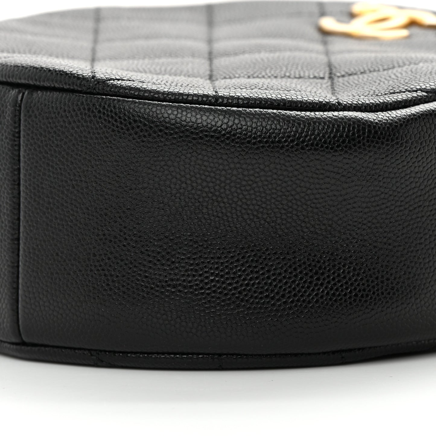 Caviar Quilted Small Round Bag With Chain Black