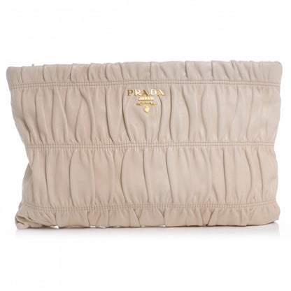 Prada Nappa Dressy Gaufre Ruched Clutch 1 of 9
