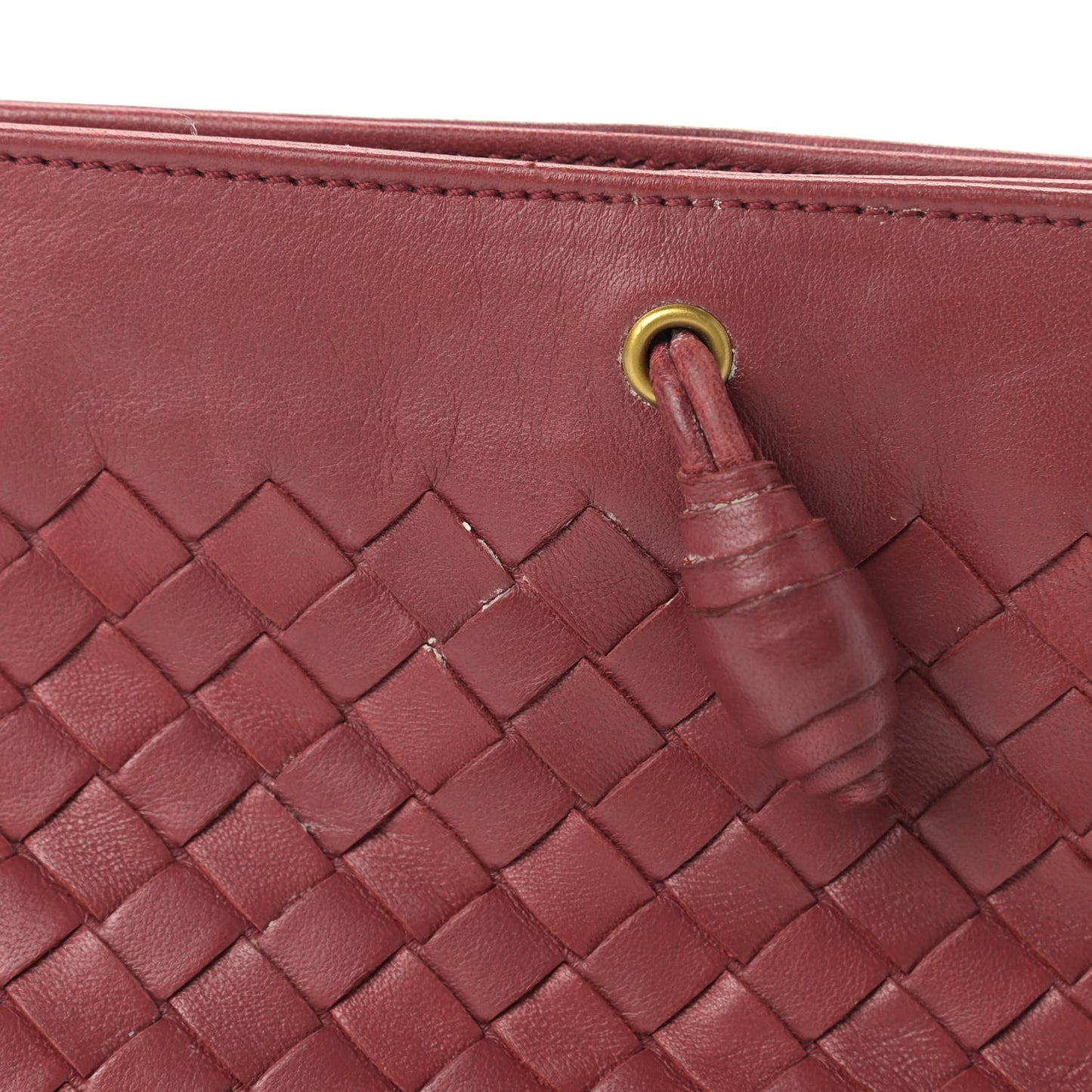 Nappa Intrecciato Shoulder Bag Dark Red