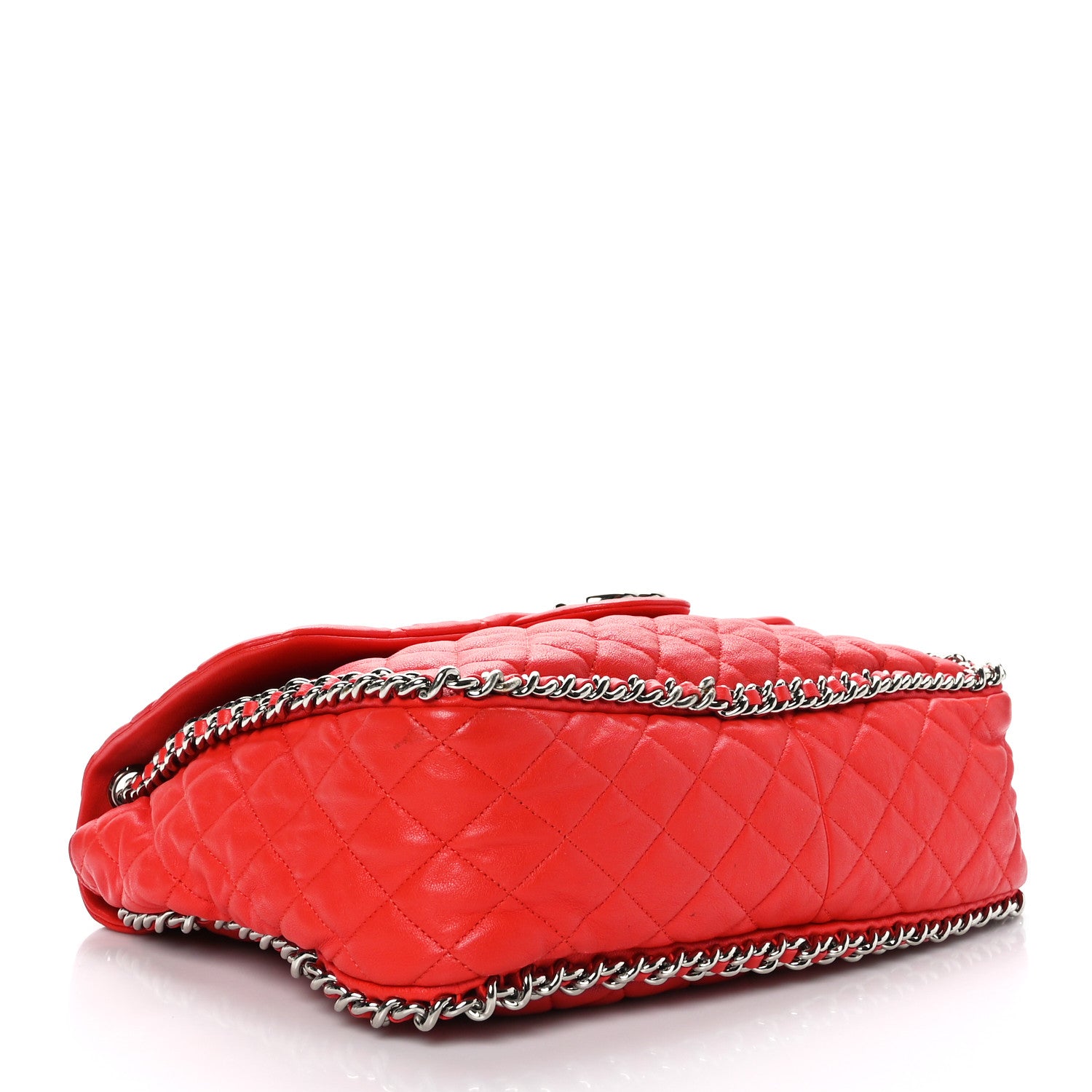 Chanel Washed Lambskin Quilted Maxi Chain Around Flap Red 4 of 10