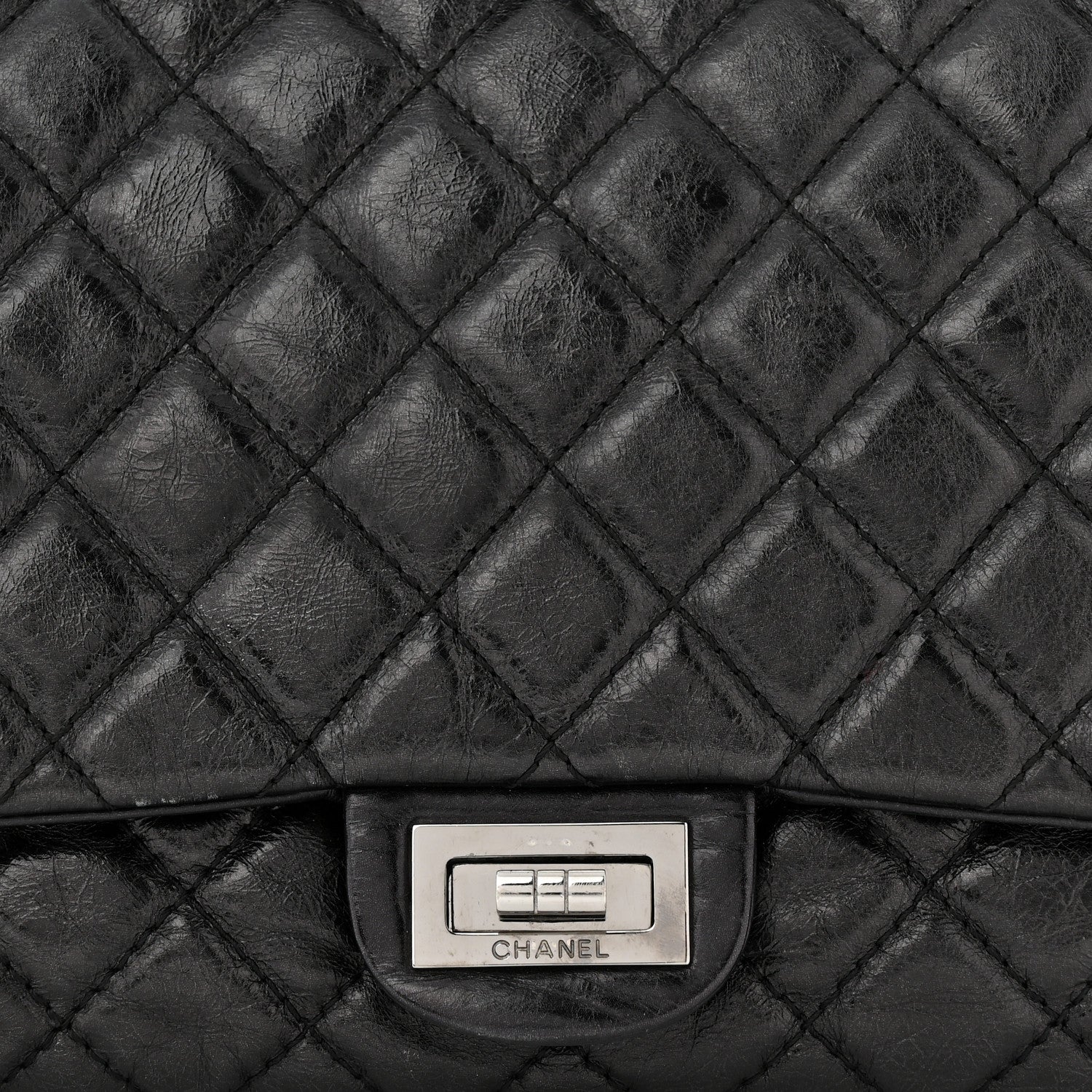 Chanel Metallic Aged Calfskin Quilted Reissue 2.55 Accordion Flap Black 8 of 11
