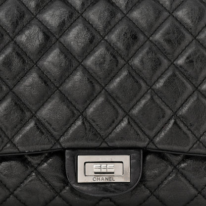 Chanel Metallic Aged Calfskin Quilted Reissue 2.55 Accordion Flap Black 8 of 11
