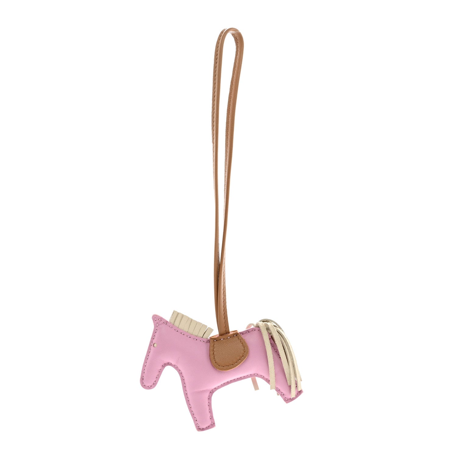 Hermes Milo Lambskin Grigri Rodeo Horse Bag Charm PM Mauve Sylvestre Craie Chai 1 of 6