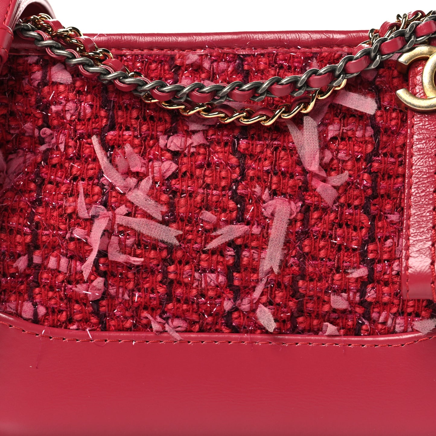 Tweed Calfskin Small Gabrielle Hobo Pink