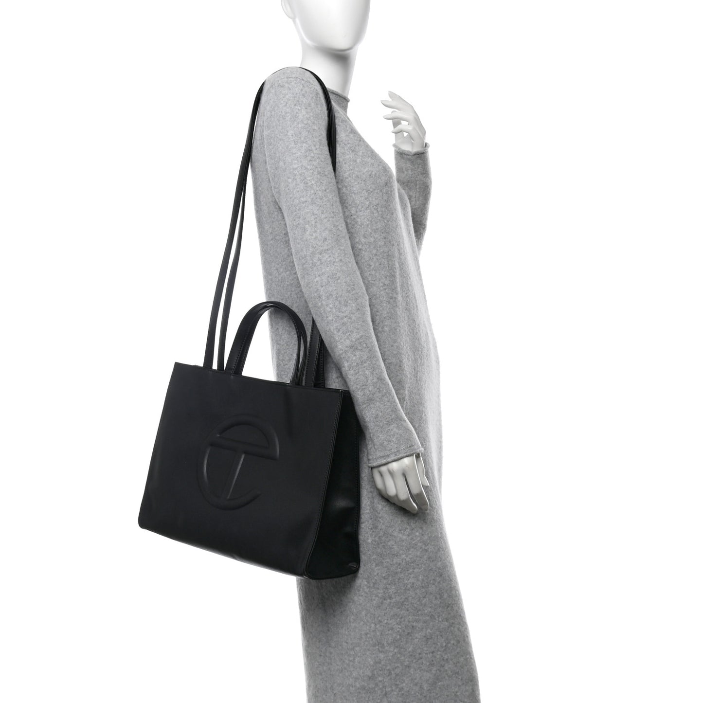 Vegan Leather Medium Shopping Bag Black