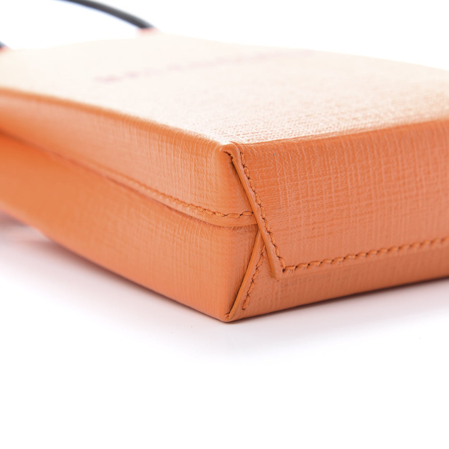 Squared Calfskin Logo Shopping Phone Holder Bag Orange