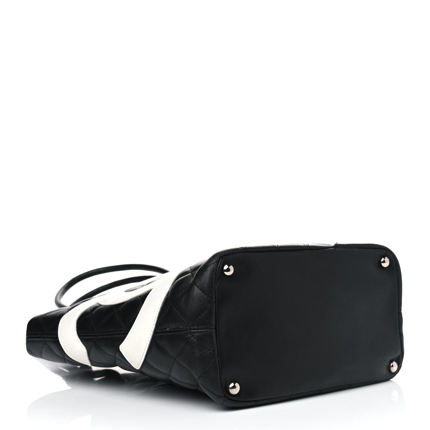Calfskin Quilted Medium Cambon Tote Black White