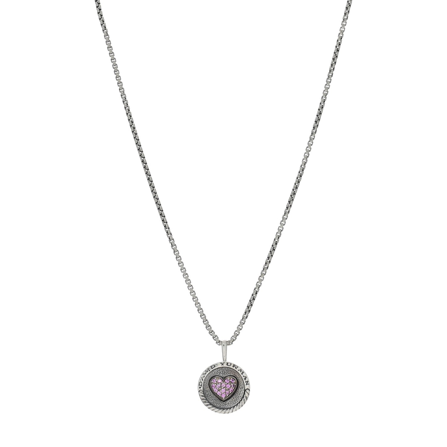 Sterling Silver Pink Sapphire Heart Amulet Pendant Necklace